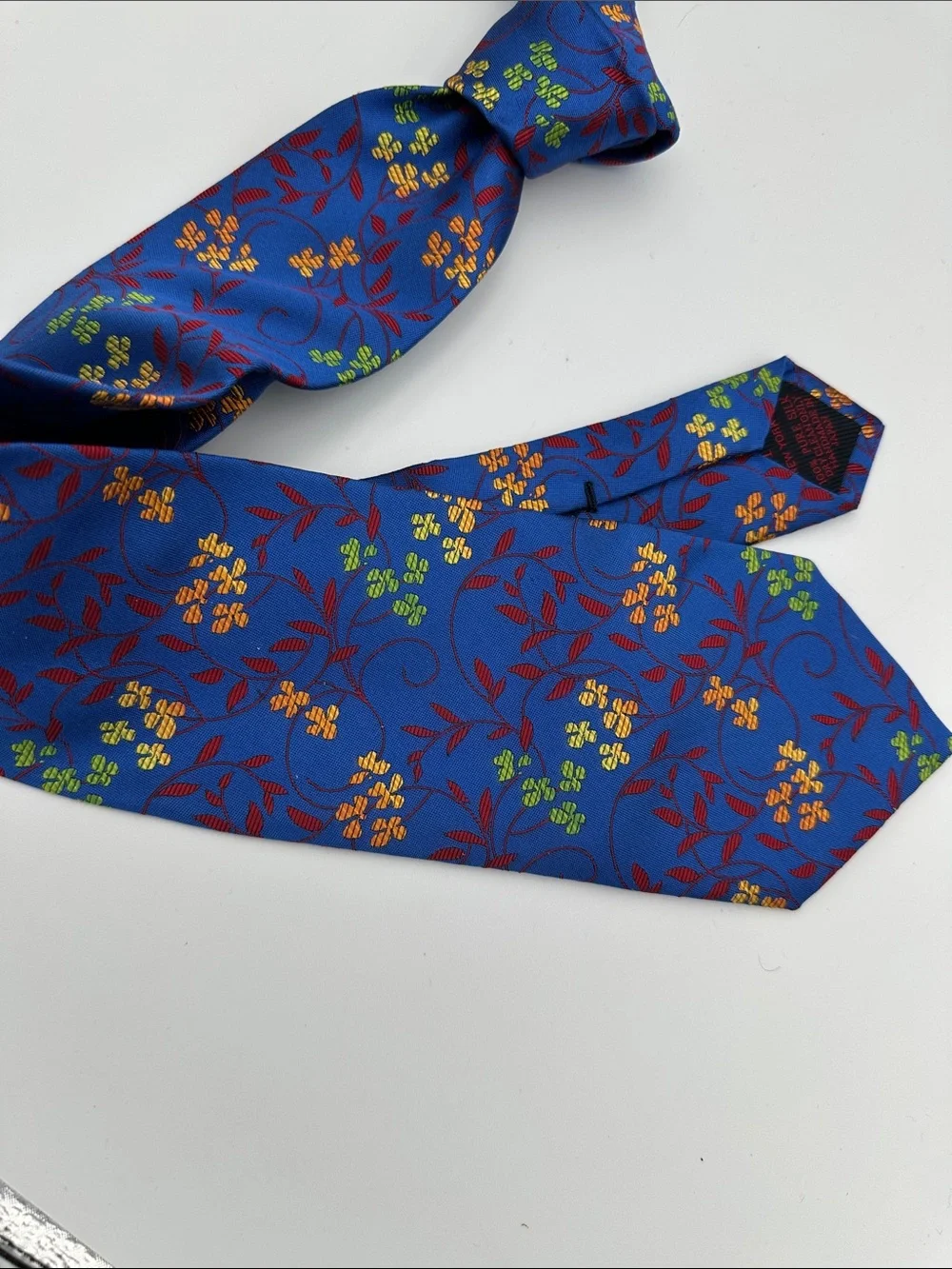 Seigo Katsuragawa NY Limited Edition Silk floral Tie Royal Blue